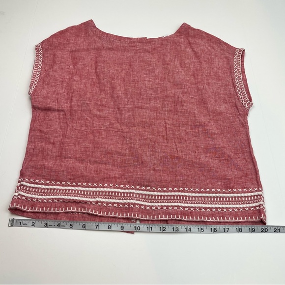 Sigrid Olsen 100% Linen Boxy Sleeveless Top Womens Size XS Red Coastal *FLAW‎ - Picture 8 of 10